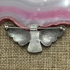 Early Native American Sterling Fred Harvey Turquoise Thunderbird Pin Brooch 2” - Additional view 5