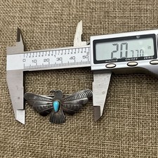 Early Native American Sterling Fred Harvey Turquoise Thunderbird Pin Brooch 2” - Additional view 9