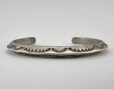 Vintage Early Fred Harvey Era Sterling Silver Carinated Stamped Cuff Bracelet