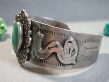 Fred Harvey Era NATIVE AMERICAN Natural TURQUOISE Sterling Silver SNAKE Bracelet - Additional view 6