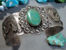 Fred Harvey Era NATIVE AMERICAN Natural TURQUOISE Sterling Silver SNAKE Bracelet