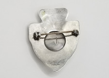 Vtg Native American Fred Harvey Era Sterling Silver Green Turquoise Pin Brooch - Additional view 4