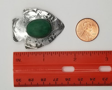 Vtg Native American Fred Harvey Era Sterling Silver Green Turquoise Pin Brooch - Additional view 8