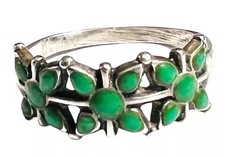 Vtg Bell Trading Fred Harvey Era Sterling Silver Green Turquoise Ring SZ 5 HTF!