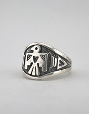 Vintag BELL TRADING POST Fred Harvey Era Sterling Silver Thunderbird Ring - Additional view 3