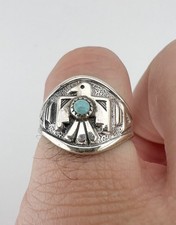 Vtg BELL TRADING POST Fred Harvey Era Sterling Silver Turquoise Thunderbird Ring