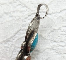 Signed BJR Fred Harvey Era Navajo Pendant Buffalo Nickels Turquoise Spiny Oyster - Additional view 3