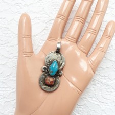 Signed BJR Fred Harvey Era Navajo Pendant Buffalo Nickels Turquoise Spiny Oyster - Additional view 8
