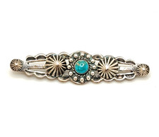 Fred Harvey Era Sterling Silver Brooch with Turquoise Cabochon, 2 5/8
