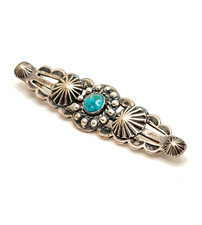 Fred Harvey Era Sterling Silver Brooch with Turquoise Cabochon, 2 5/8