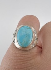 Vintage Fred Harvey Era Sterling Silver Blue Turquoise Stamped Arrow Ring - Additional view 6