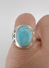 Vintage Fred Harvey Era Sterling Silver Blue Turquoise Stamped Arrow Ring - Additional view 7