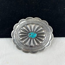 Fred Harvey Era Navajo Turquoise & Silver Concho Buckle - Additional view 1