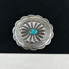 Fred Harvey Era Navajo Turquoise & Silver Concho Buckle - Additional view 2