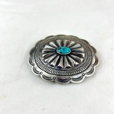 Fred Harvey Era Navajo Turquoise & Silver Concho Buckle - Additional view 3