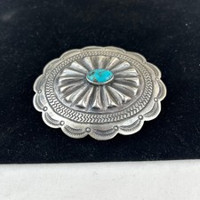 Fred Harvey Era Navajo Turquoise & Silver Concho Buckle - Additional view 4