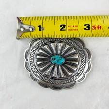 Fred Harvey Era Navajo Turquoise & Silver Concho Buckle - Additional view 7