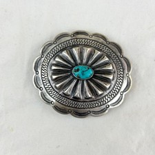 Fred Harvey Era Navajo Turquoise & Silver Concho Buckle