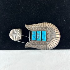 Fred Harvey Era Navajo Turquoise & Silver Ranger Buckle - Additional view 1