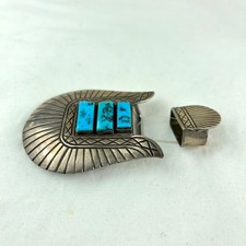 Fred Harvey Era Navajo Turquoise & Silver Ranger Buckle - Additional view 5