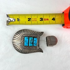 Fred Harvey Era Navajo Turquoise & Silver Ranger Buckle - Additional view 7