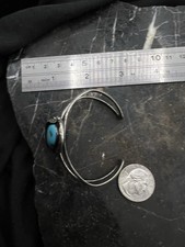 Vintage Navajo Sterling Silver Turquoise Native Cuff Bracelet 925 Fred Harvey - Additional view 5