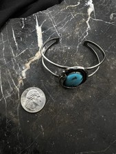 Vintage Navajo Sterling Silver Turquoise Native Cuff Bracelet 925 Fred Harvey - Additional view 7