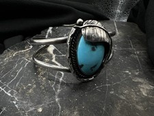 Vintage Navajo Sterling Silver Turquoise Native Cuff Bracelet 925 Fred Harvey
