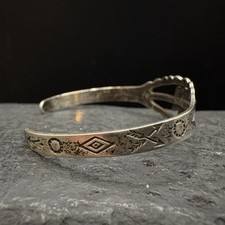 Vintage Sterling Silver Fred Harvey 2” Turquoise Thunderbird Cuff Bracelet - Additional view 7