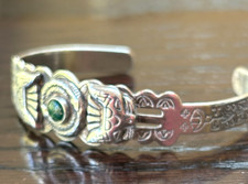 OLD FRED HARVEY ERA Navajo Turquoise Snake Thunderbird STERLING SILVER Bracelet - Additional view 2