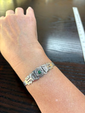 OLD FRED HARVEY ERA Navajo Turquoise Snake Thunderbird STERLING SILVER Bracelet - Additional view 3