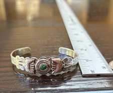 OLD FRED HARVEY ERA Navajo Turquoise Snake Thunderbird STERLING SILVER Bracelet - Additional view 4