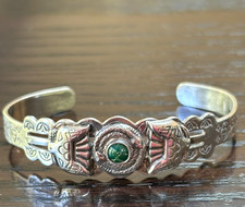 OLD FRED HARVEY ERA Navajo Turquoise Snake Thunderbird STERLING SILVER Bracelet
