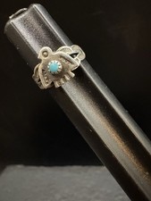 SZ 1.25 Vintage Sterling Silver Thunderbird Turquoise Fred Harvey Ring 925 - Additional view 1