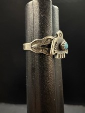 SZ 1.25 Vintage Sterling Silver Thunderbird Turquoise Fred Harvey Ring 925 - Additional view 12