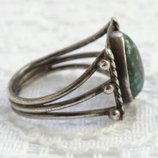 Vintage Fred Harvey Era Navajo Natural Spider Web Turquoise Ring Size 9 Sterling - Additional view 5