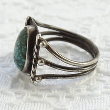 Vintage Fred Harvey Era Navajo Natural Spider Web Turquoise Ring Size 9 Sterling - Additional view 6