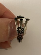 Vintage Fred Harvey Era Arrow Ring Green Turquoise Size 7.25 Sterling Silver - Additional view 2