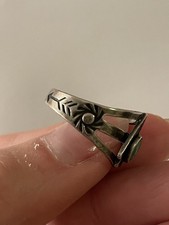 Vintage Fred Harvey Era Arrow Ring Green Turquoise Size 7.25 Sterling Silver - Additional view 4