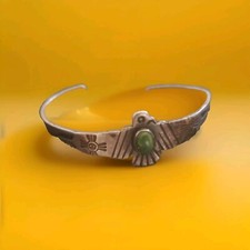 Rare Ingot/coin silver 1900s OLD Pawn WHIRLIN LOGS NA Turquoise Fred Harvey Era  - Additional view 2