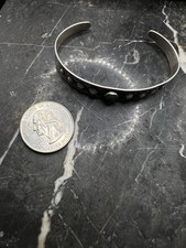 NAVAJO Vintage Sterling Silver Fred Harvey Turquoise Repoussé Cuff Bracelet 925 - Additional view 8