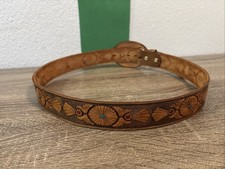 Vintage Chambers Fred Harvey Tooled Leather Belt & Buckle Steerhide Size 36 - Additional view 2