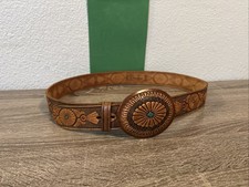Vintage Chambers Fred Harvey Tooled Leather Belt & Buckle Steerhide Size 36