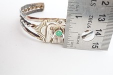 Vtg Fred Harvey Ear Navajo Sterling Silver Turquoise Thunderbird Bracelet 6.25