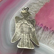 Early Native American Sterling Fred Harvey Turquoise Thunderbird Pendant 1.6” - Additional view 4