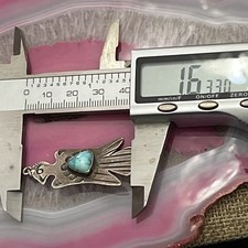 Early Native American Sterling Fred Harvey Turquoise Thunderbird Pendant 1.6” - Additional view 9