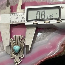 Early Native American Sterling Fred Harvey Turquoise Thunderbird Pendant 1.6” - Additional view 10