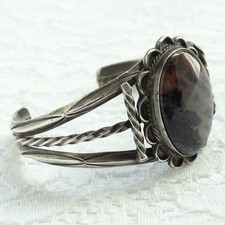 Vint 1940s Navajo Cuff Bracelet Fred Harvey Era Petrified Wood Native American - Additional view 3