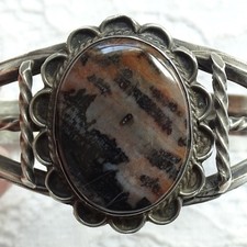 Vint 1940s Navajo Cuff Bracelet Fred Harvey Era Petrified Wood Native American - Additional view 8