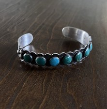 Vintage Fred Harvey Era Turquoise Cuff Bracelet Silver Navajo